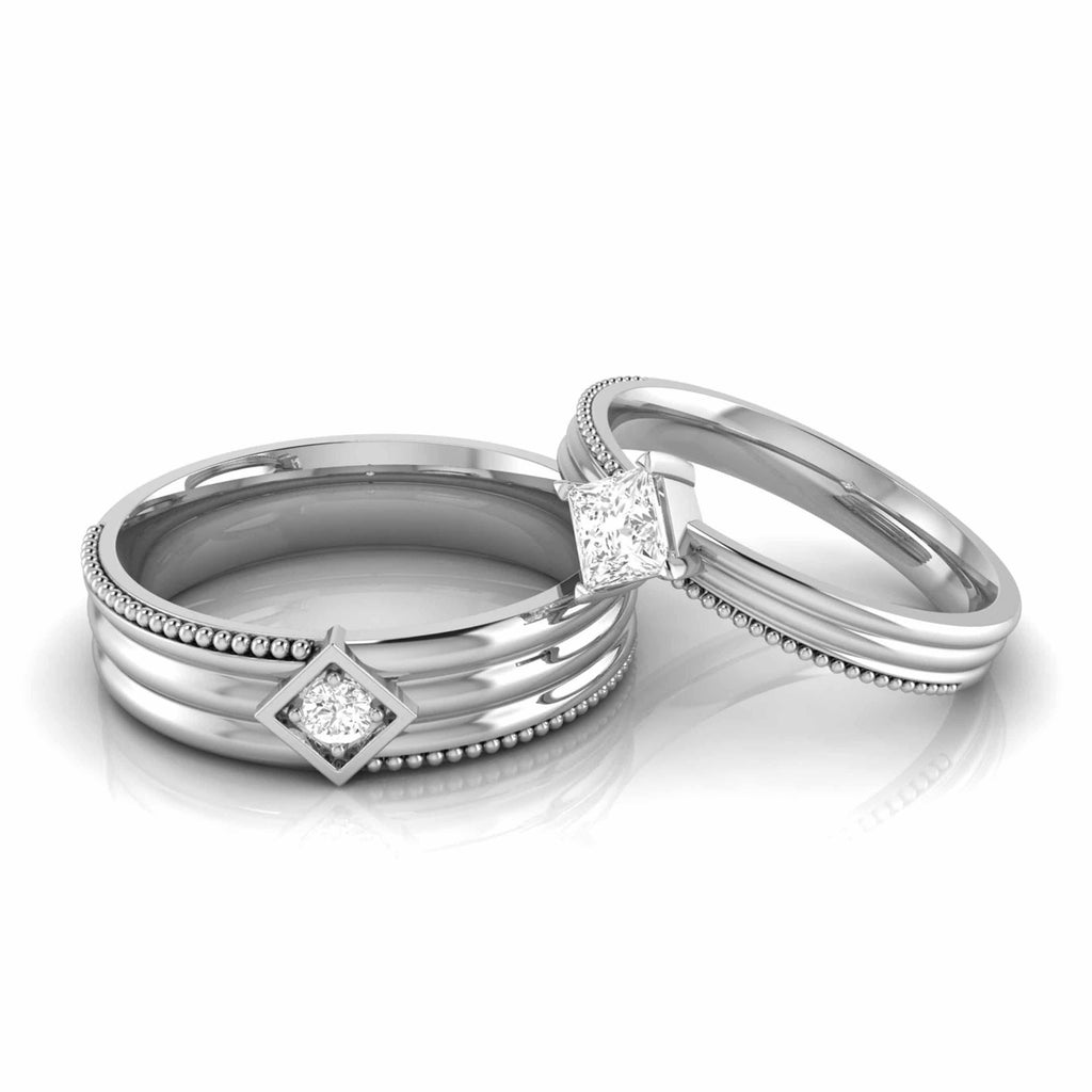 Jewelove™ Rings Both / SI IJ Designer Platinum Single Diamond Couple Ring JL PT CB 146