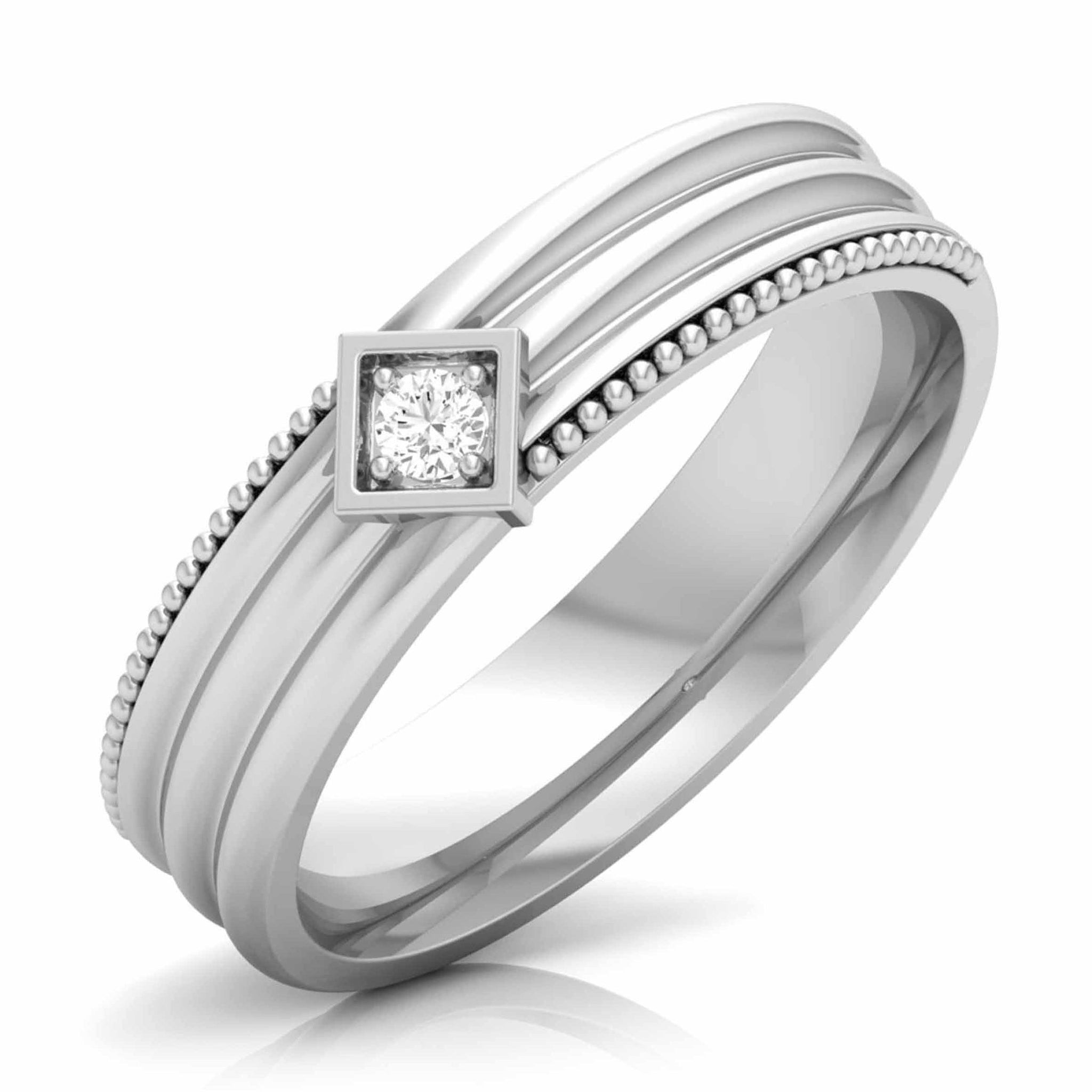 Jewelove™ Rings Men's Band only / SI IJ Designer Platinum Single Diamond Couple Ring JL PT CB 146