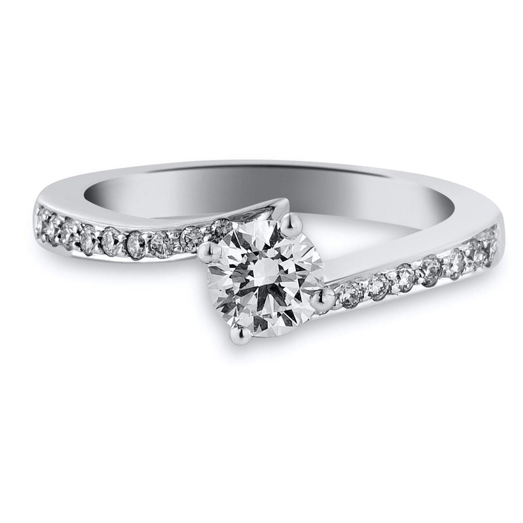 Jewelove™ Rings J VS / Women's Band only Designer Platinum Solitaire Engagement Ring with Curvy Shank with Diamonds JL PT 562