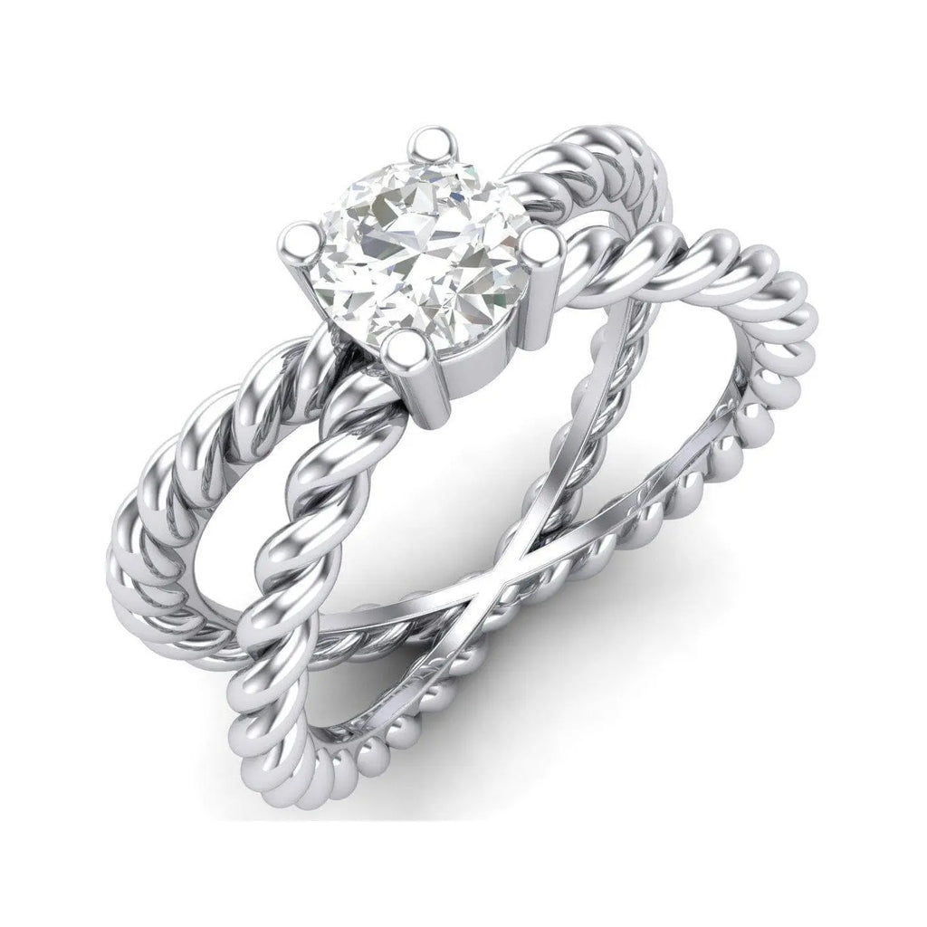 Jewelove™ Rings Women's Band only Designer Platinum Solitaire Engagement Setting with Rope Texture JL PT 448-M