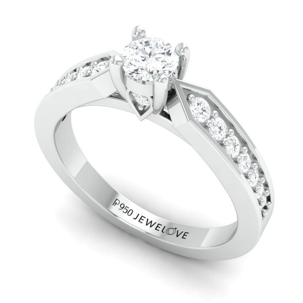 Jewelove™ Rings Designer Platinum Solitaire Ring with Diamond Accents JL PT 672