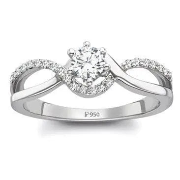 Platinum Solitaire Engagement Ring for Women SJ PTO 205 - Suranas Jewelove
