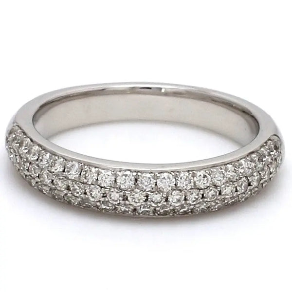 Front View of Designer Platinum Wedding Band with Diamonds for Women SJ PTO 317