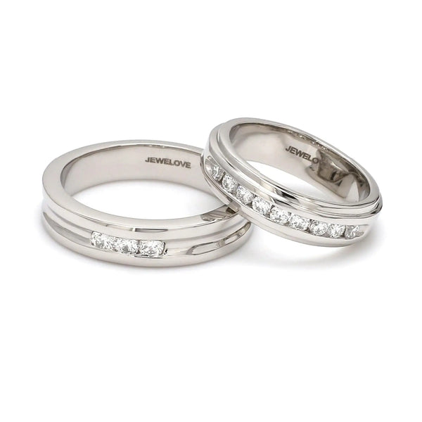 Jewelove™ Rings Designer Platinum Wedding Bands with Diamonds SJ PTO 239