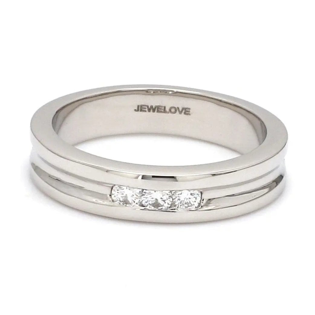 Jewelove™ Rings Men's Band only / SI IJ Designer Platinum Wedding Bands with Diamonds SJ PTO 239