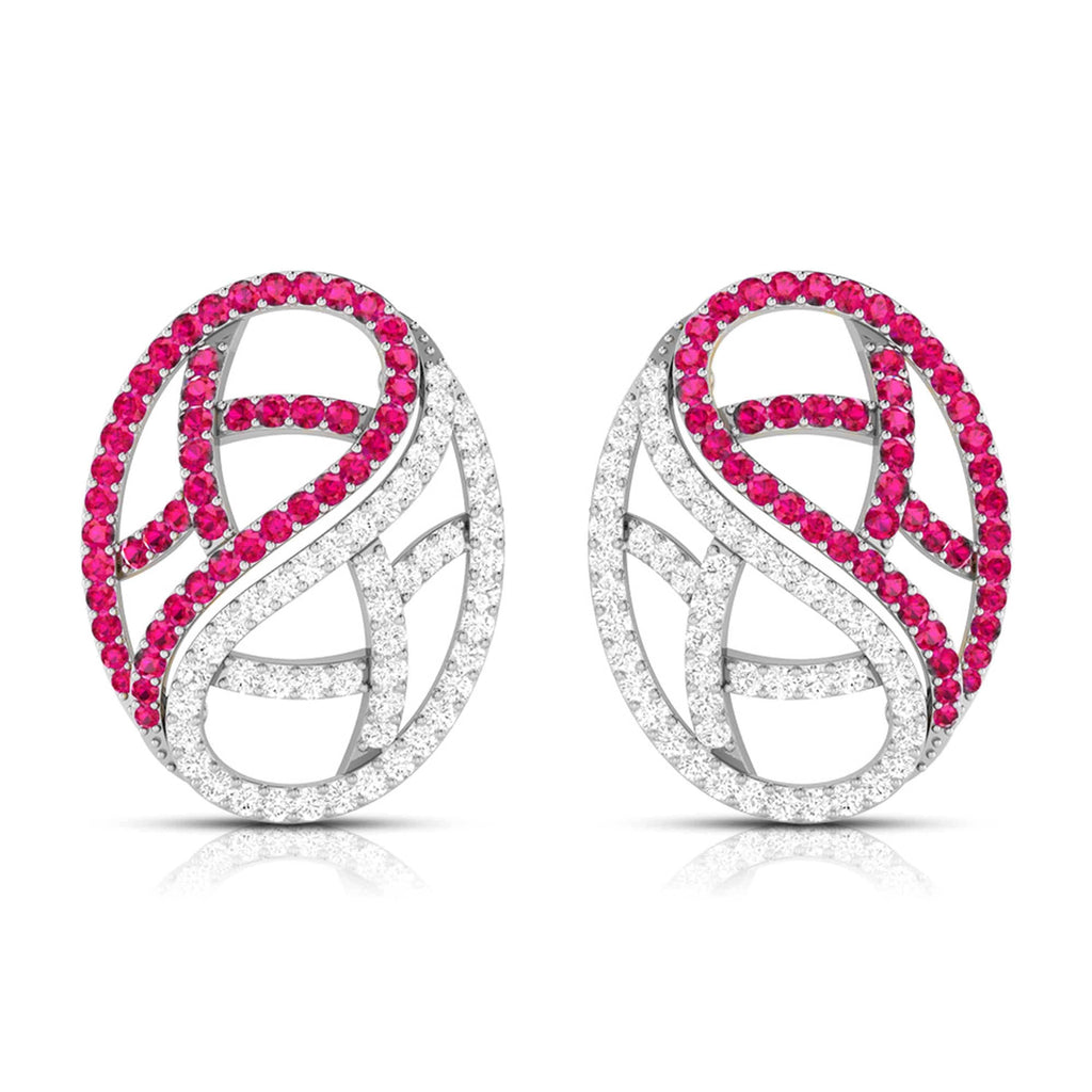 Jewelove™ Earrings Color Designer Platinum with Diamond Earrings for Women JL PT E NL8526