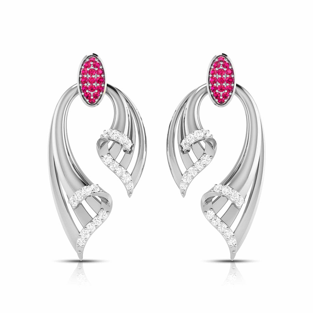 Jewelove™ Earrings Red Designer Platinum with Diamond Earrings for Women JL PT E NL8536