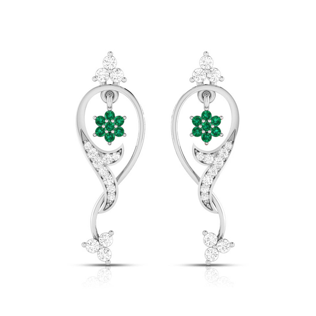 Jewelove™ Earrings Green Designer Platinum with Diamond Earrings for Women JL PT E NL8538