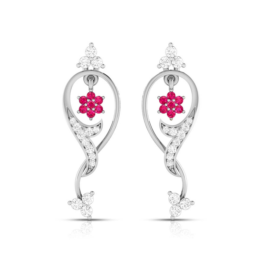 Jewelove™ Earrings Red Designer Platinum with Diamond Earrings for Women JL PT E NL8538