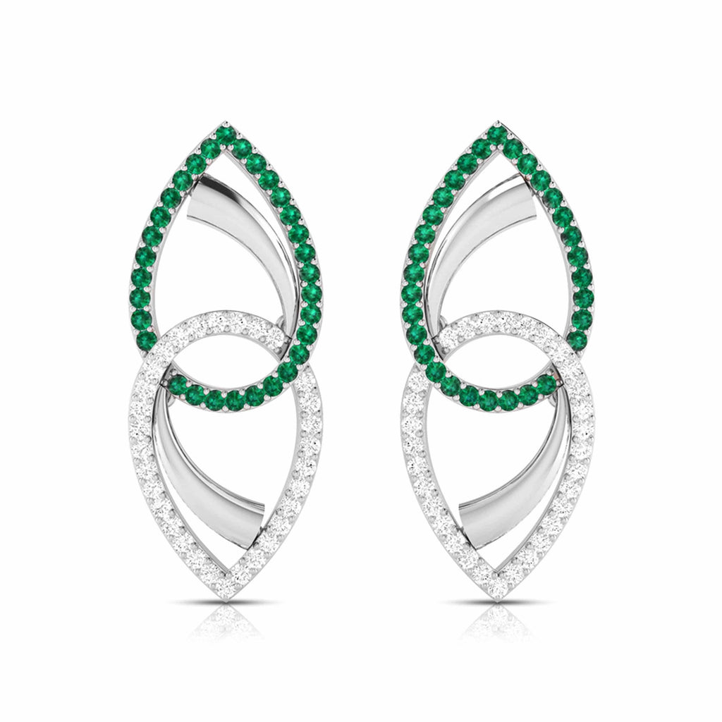 Jewelove™ Earrings Green Designer Platinum with Diamond Earrings for Women JL PT E NL8550