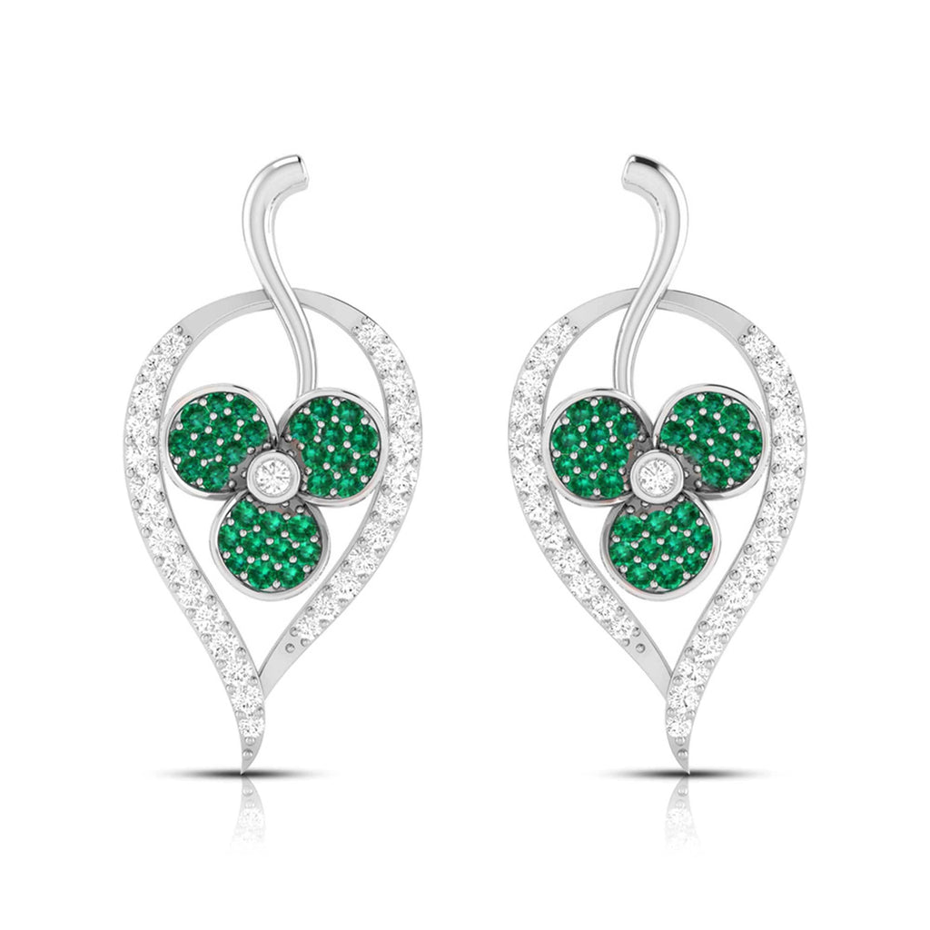 Jewelove™ Earrings Green Designer Platinum with Diamond Earrings for Women JL PT E NL8579