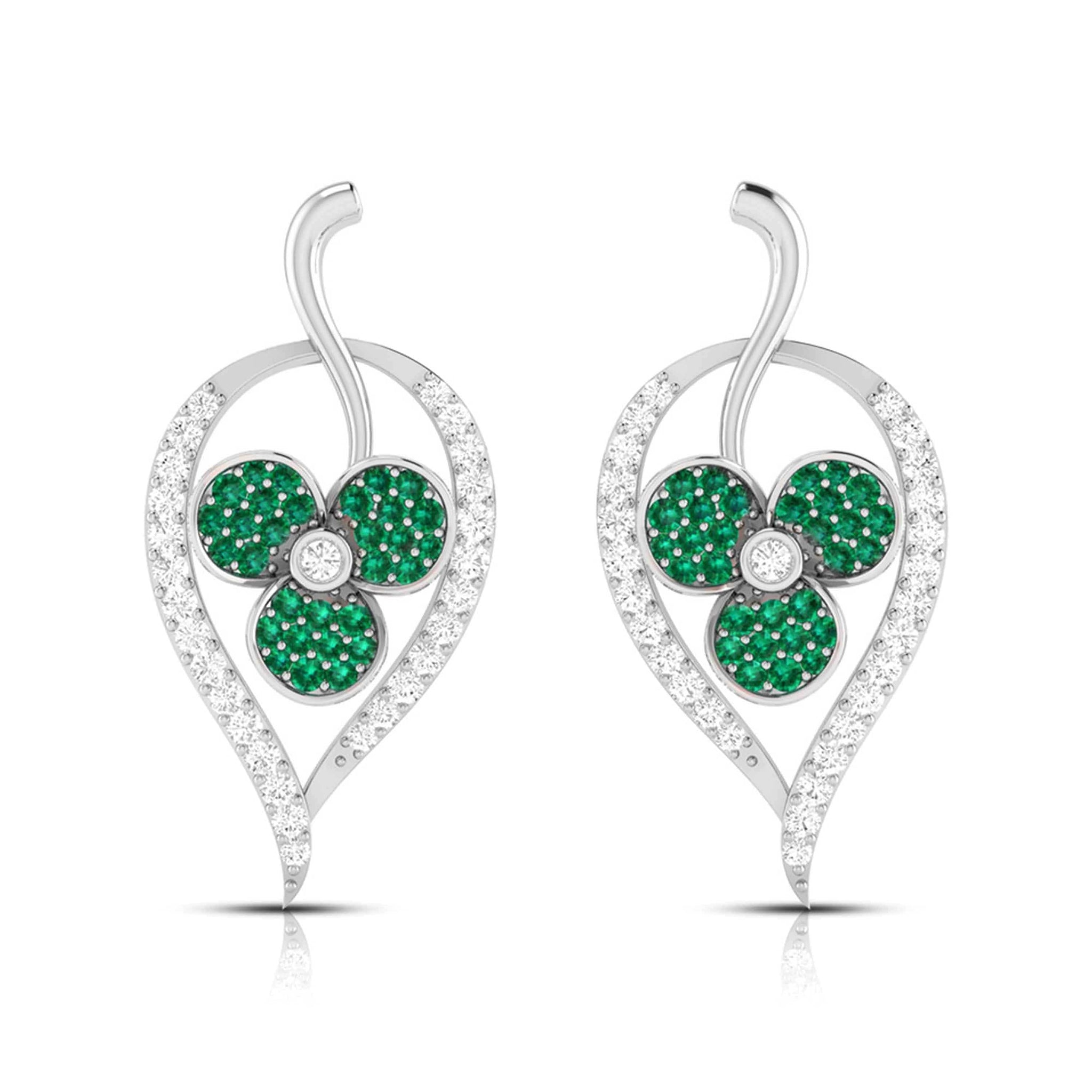 Jewelove™ Earrings Green Designer Platinum with Diamond Earrings for Women JL PT E NL8579