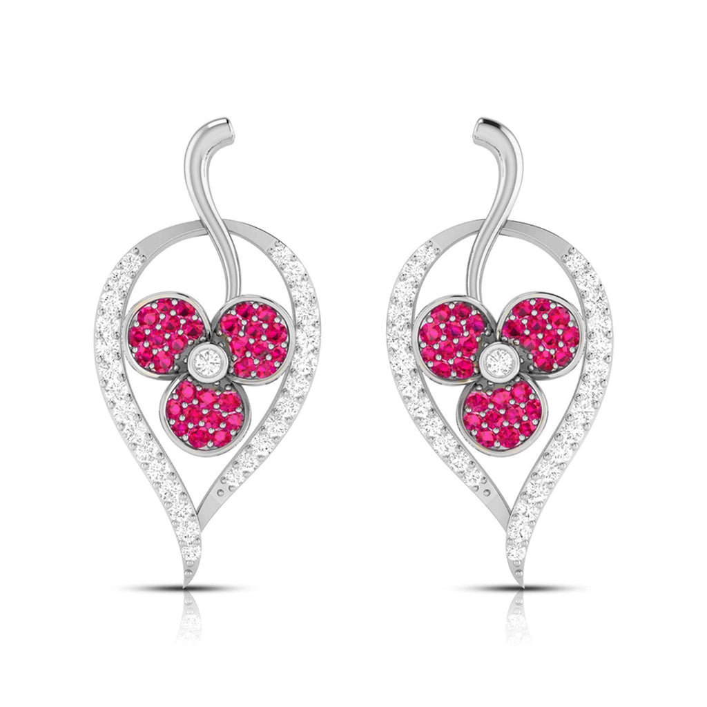 Jewelove™ Earrings Red Designer Platinum with Diamond Earrings for Women JL PT E NL8579