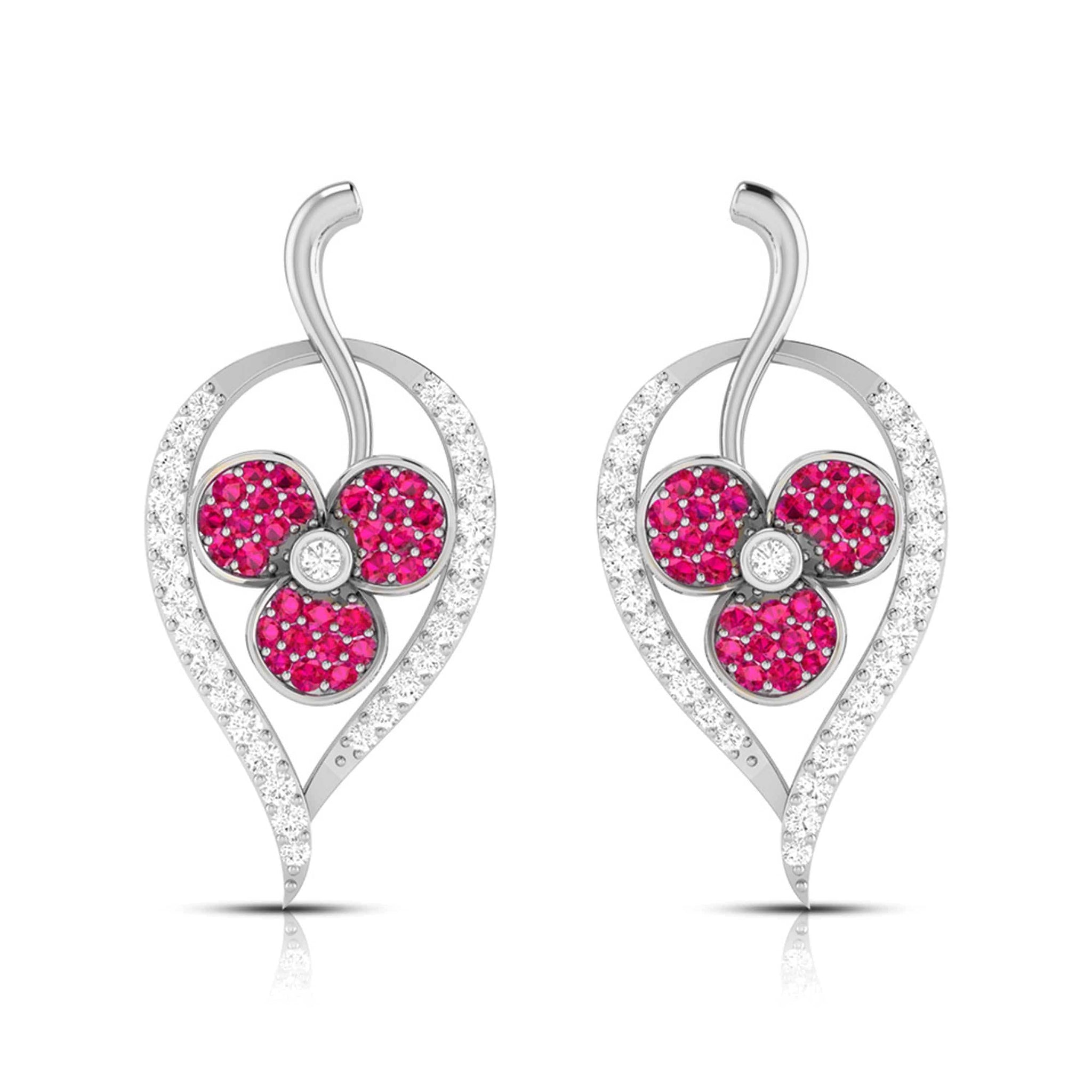 Jewelove™ Earrings Red Designer Platinum with Diamond Earrings for Women JL PT E NL8579
