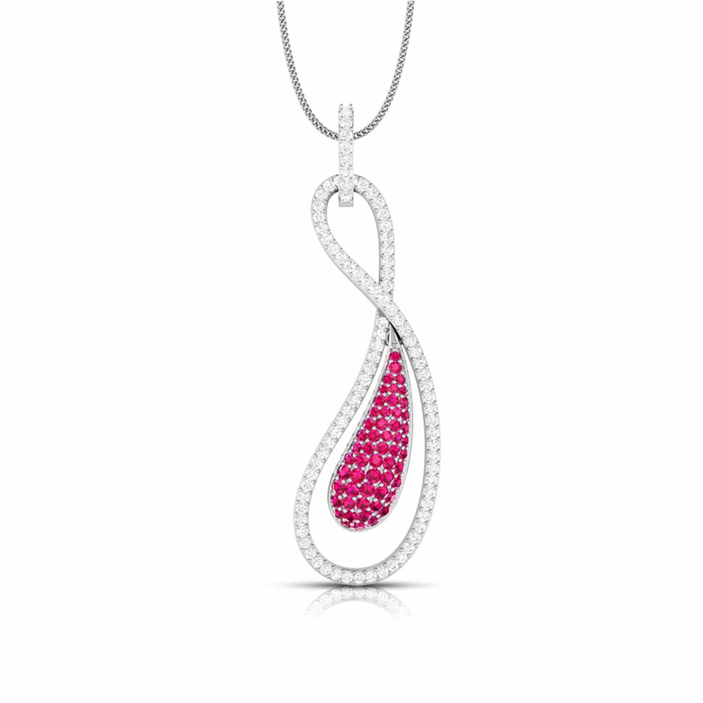 Jewelove™ Pendants Red Designer Platinum with Diamond Pendant for Women JL PT P NL8523