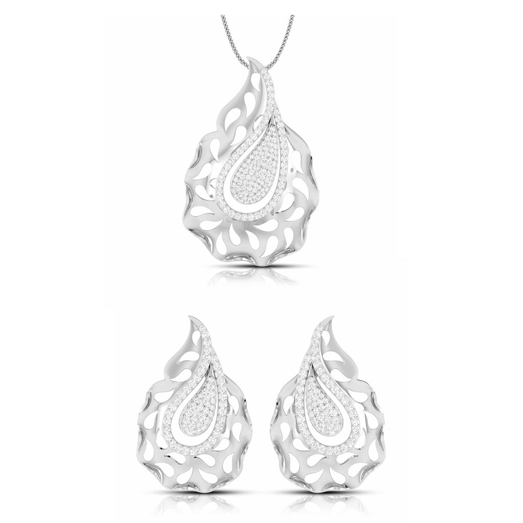 Jewelove™ Pendants & Earrings Pendant Set Designer Platinum with Diamond Pendant Set for Women JL PT PE NL8472