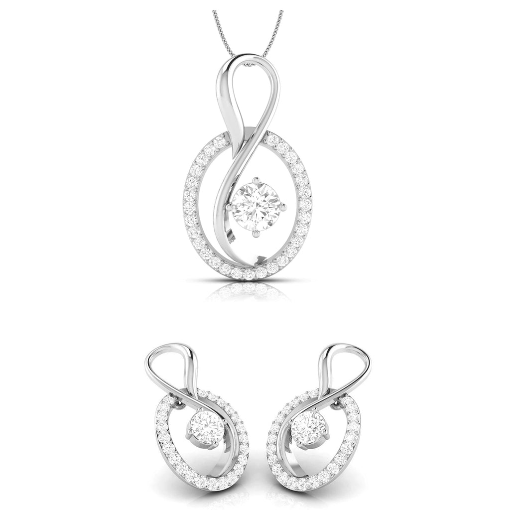 Jewelove™ Pendants & Earrings Pendant Set Designer Platinum with Diamond Solitaire Pendant Set for Women JL PT P NL8518