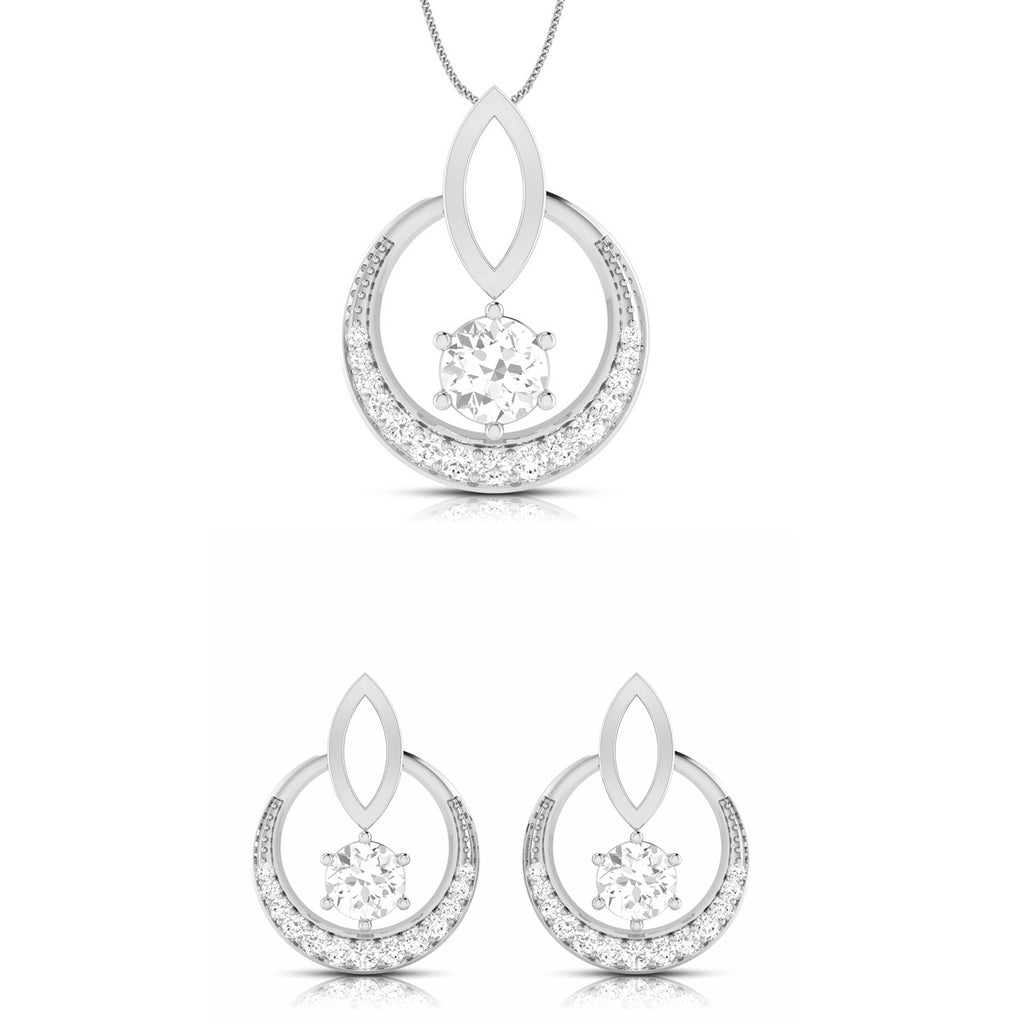 Jewelove™ Pendants & Earrings Pendant Set Designer Platinum with Diamond Solitaire Pendant Set for Women JL PT PE 76G