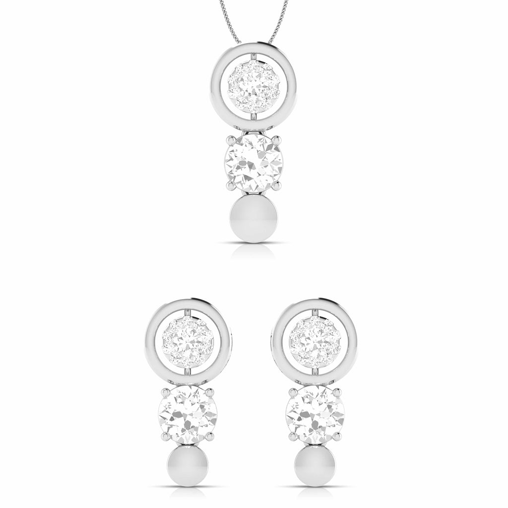 Jewelove™ Pendants & Earrings Pendant Set Designer Platinum with Diamond Solitaire Pendant Set for Women JL PT PE 78A