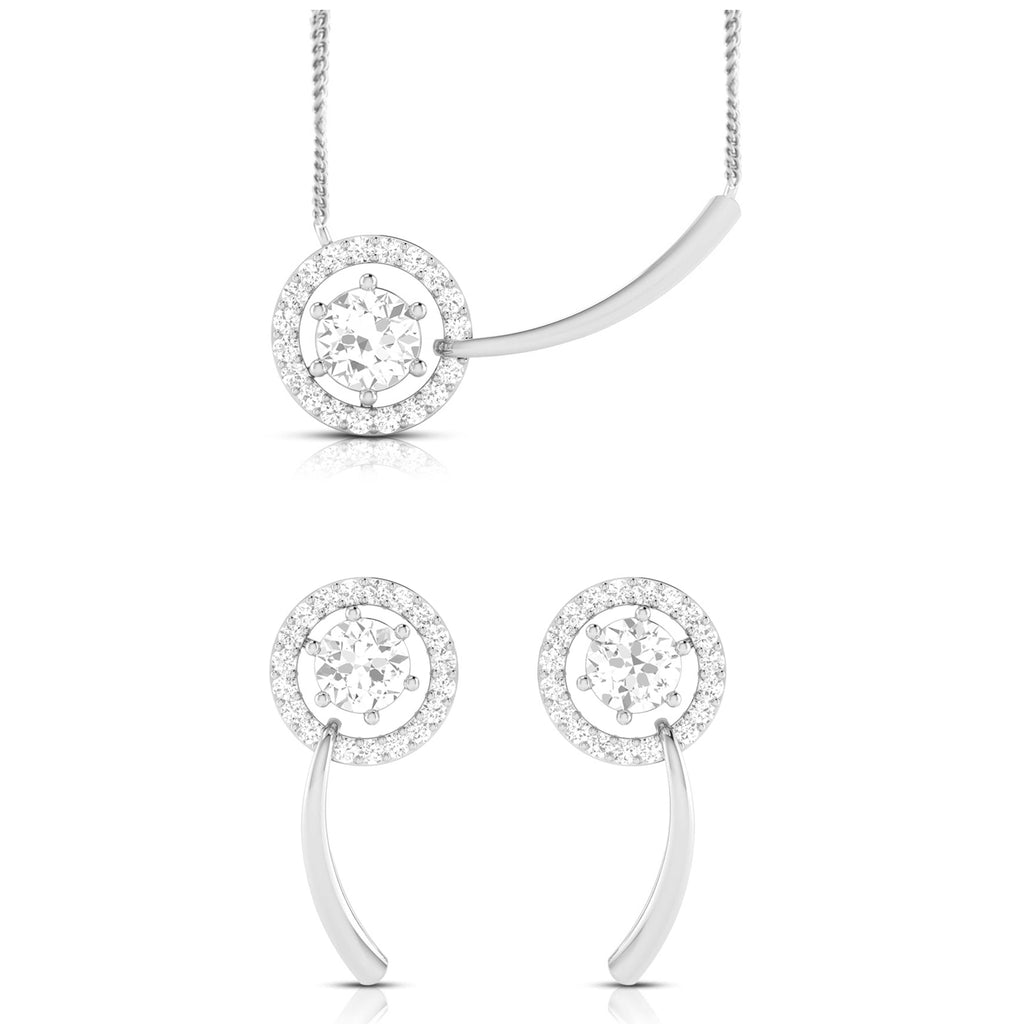 Jewelove™ Pendants & Earrings Pendant Set Designer Platinum with Diamond Solitaire Pendant Set for Women JL PT PE 78B