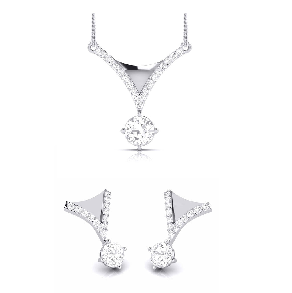 Jewelove™ Pendants & Earrings Pendant Set Designer Platinum with Diamond Solitaire Pendant Set for Women JL PT PE 78H