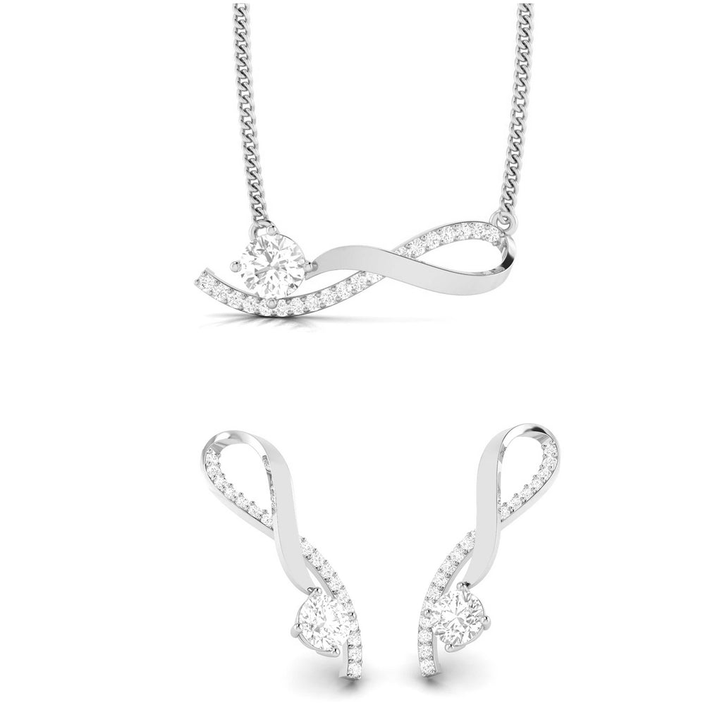 Jewelove™ Pendants & Earrings Pendant Set Designer Platinum with Diamond Solitaire Pendant Set for Women JL PT PE 79D