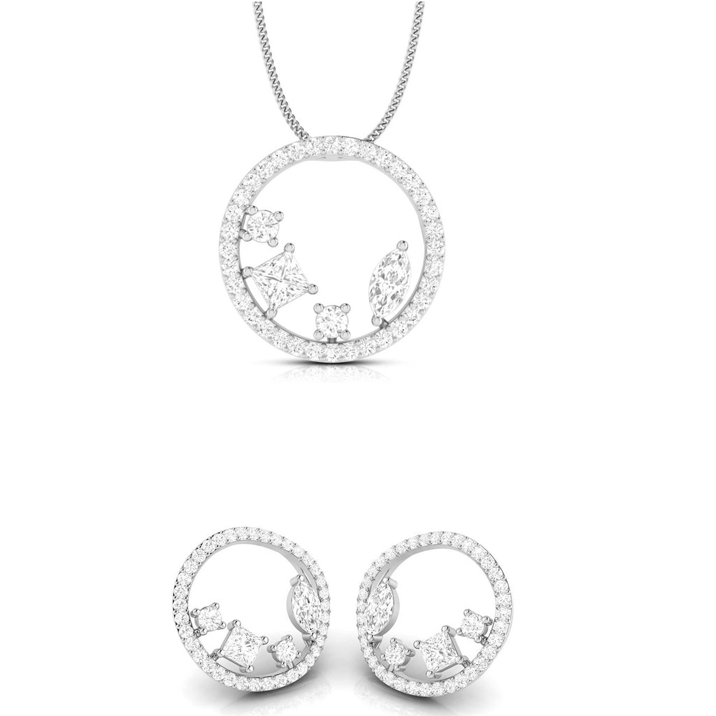 Jewelove™ Pendants & Earrings Pendant Set Designer Platinum with Diamond Solitaire Pendant Set for Women JL PT PE 84A
