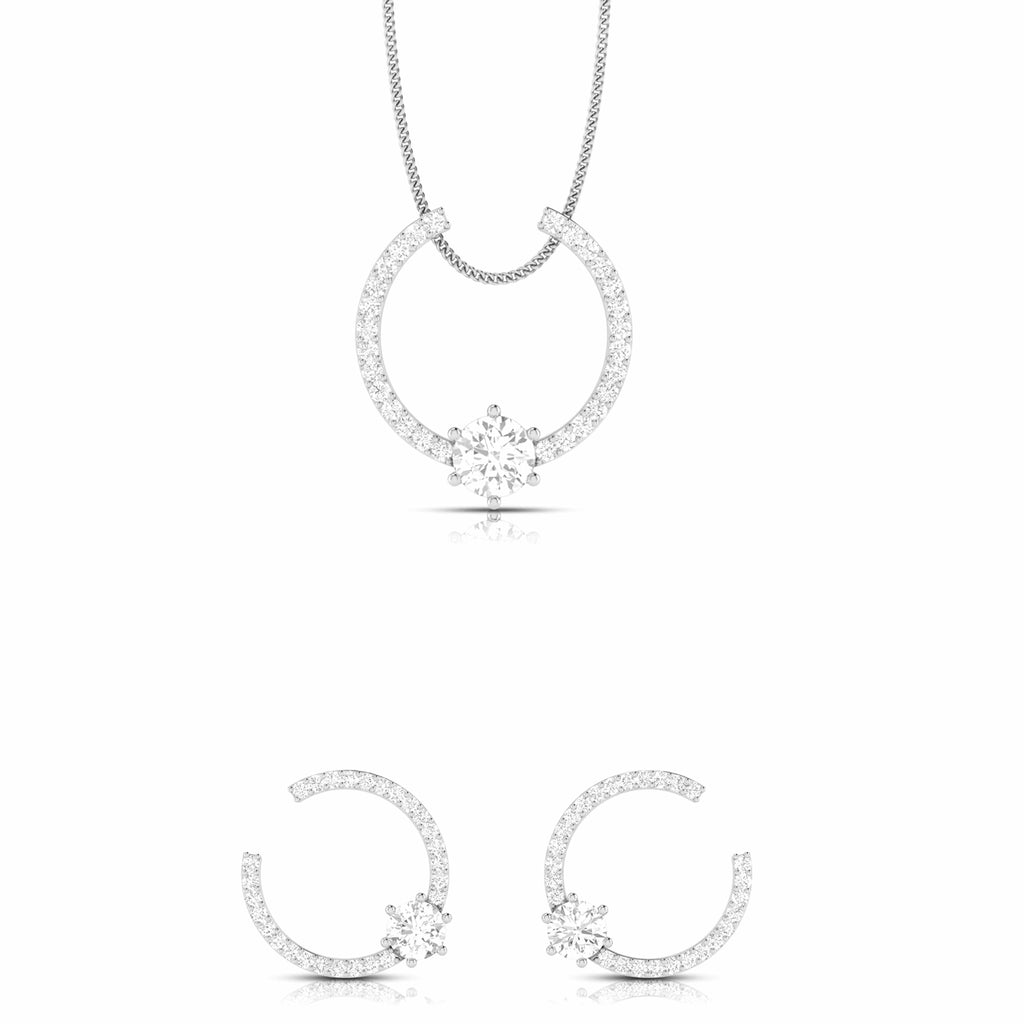Jewelove™ Pendants & Earrings Pendant Set Designer Platinum with Diamond Solitaire Pendant Set JL PT PE 79F
