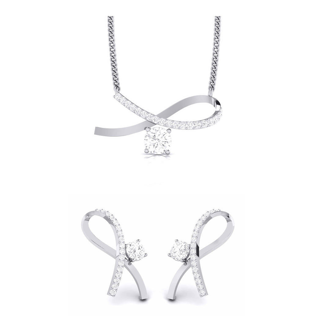 Jewelove™ Pendants & Earrings Pendant Set Designer Platinum with Diamond Solitaire Pendant Set JL PT PE 79G