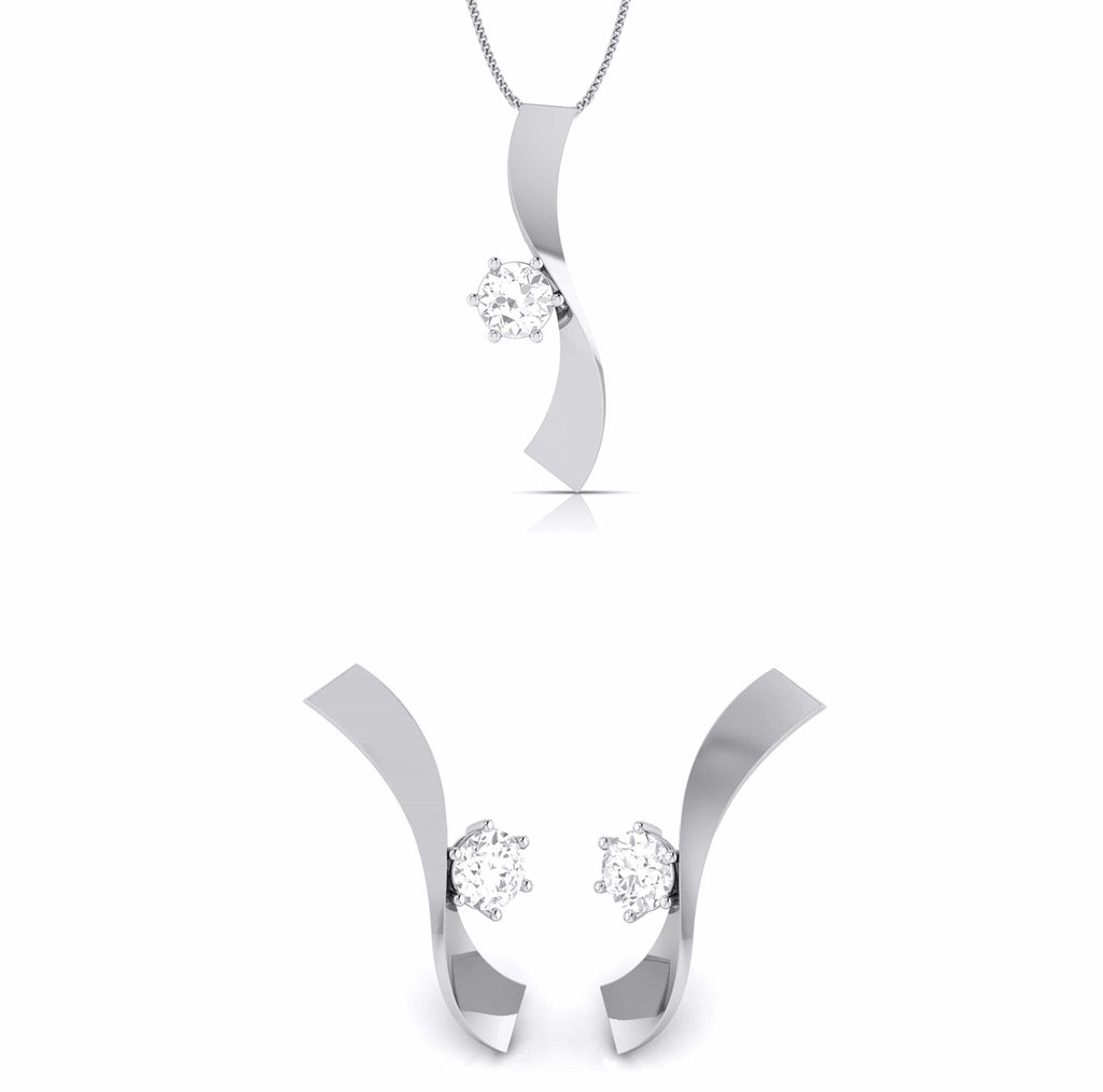 Jewelove™ Pendants & Earrings Pendant Set Designer Platinum with Solitaire Pendant Set for Women JL PT PE 77B