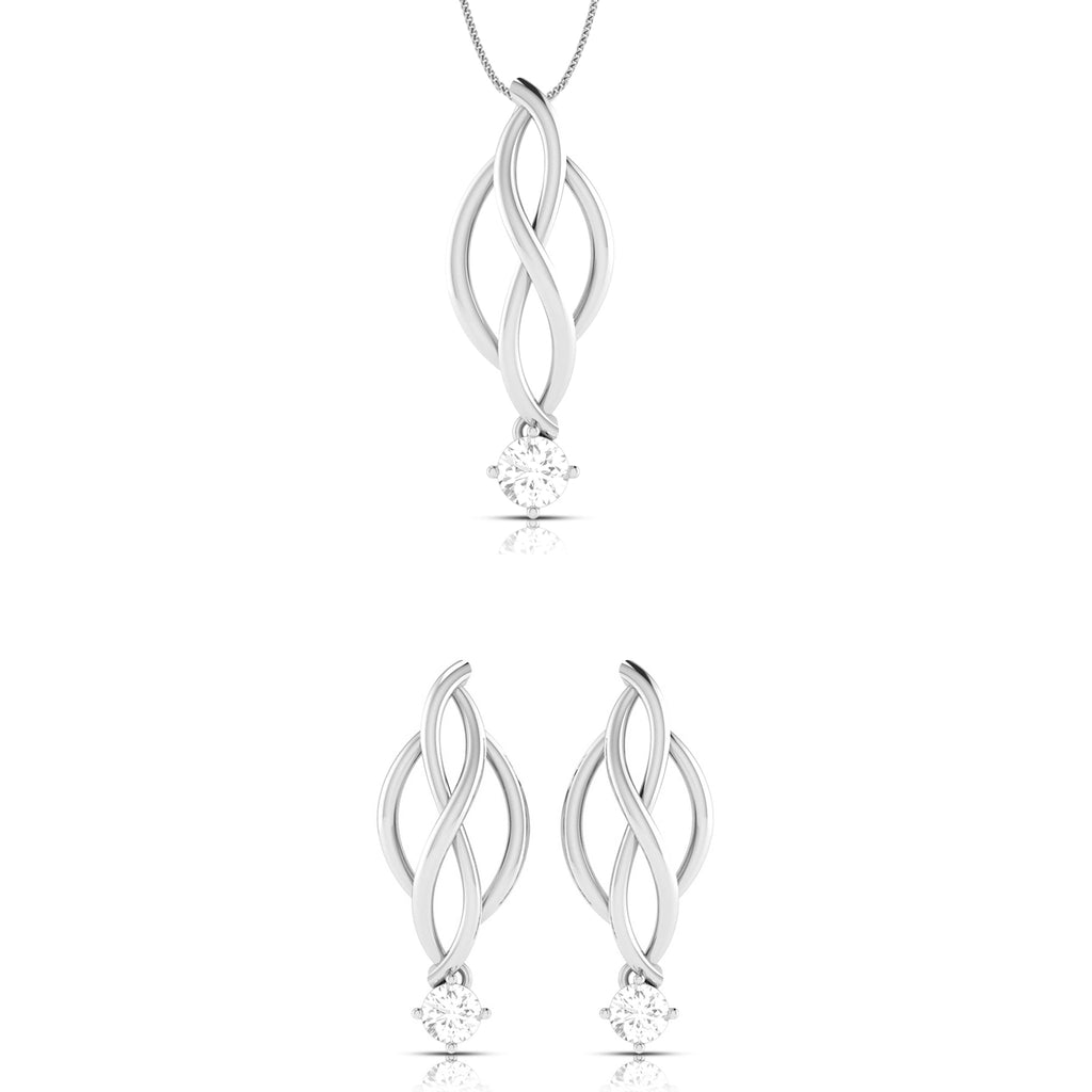 Jewelove™ Pendants & Earrings Pendant Set Designer Platinum with Solitaire Pendant Set for Women JL PT PE 77C