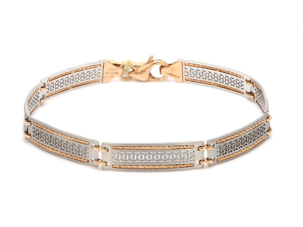 Jewelove™ Bangles & Bracelets Designer Platinum & Yellow Gold Bracelet for Men JL PTB 1056