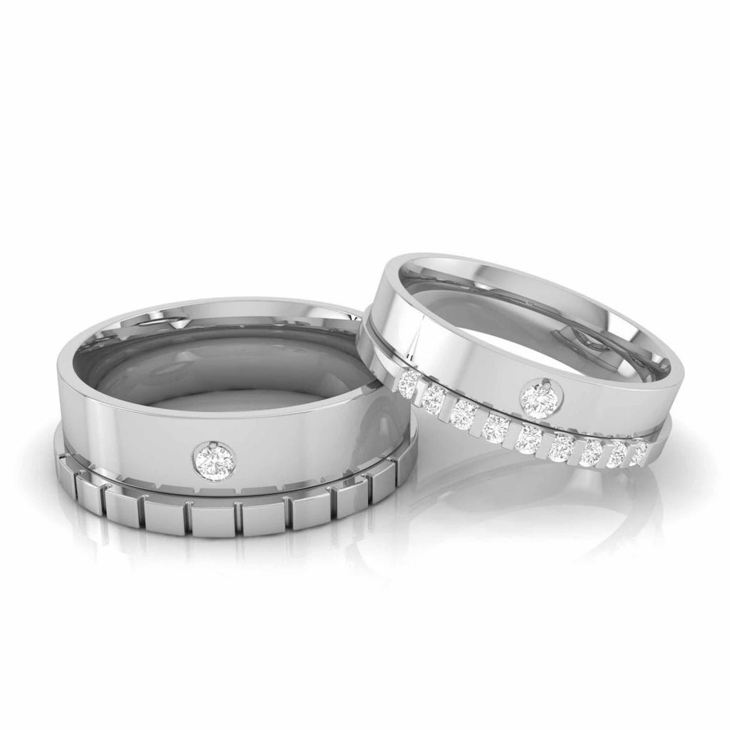Jewelove™ Rings Both / SI IJ Designer Single Diamond Platinum Couple Ring JL PT CB 13