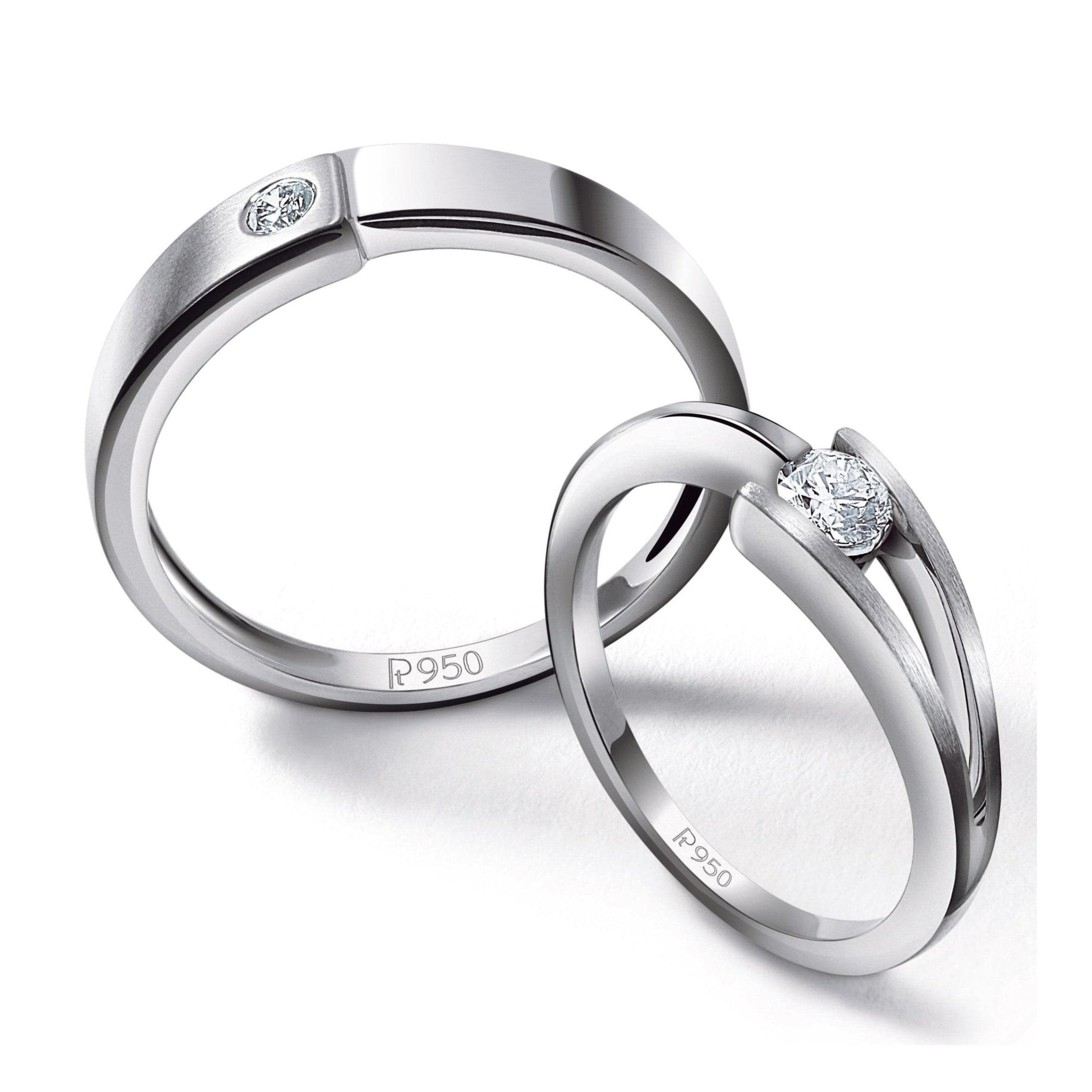 Designer Single Diamond Platinum Couple Rings JL PT 613 Love