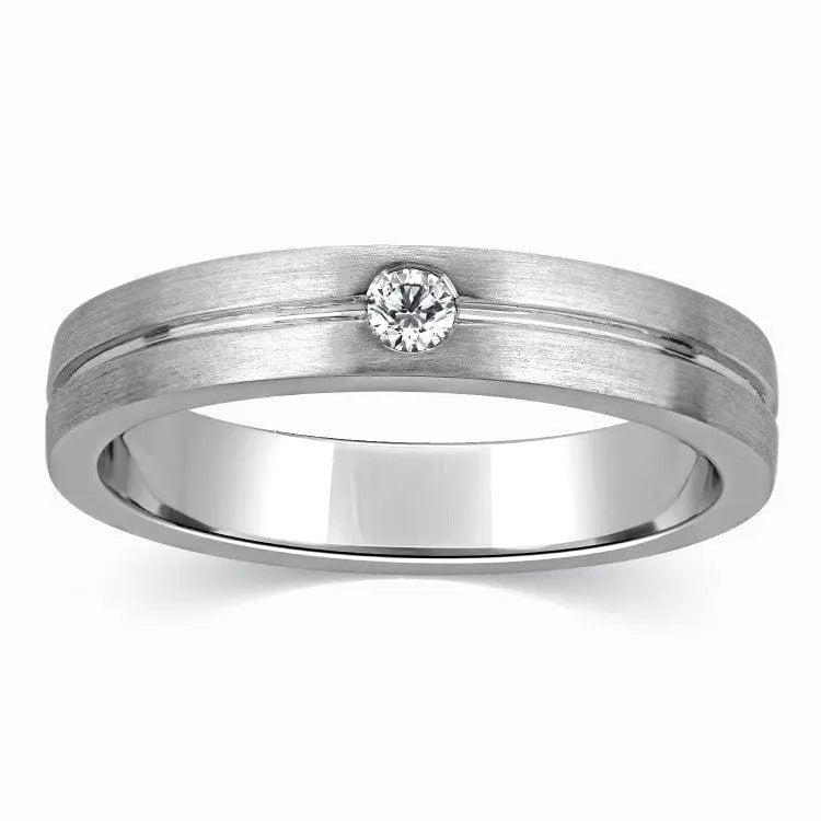 Designer Single Diamond Platinum Ring for Men SJ PTO 309 in India