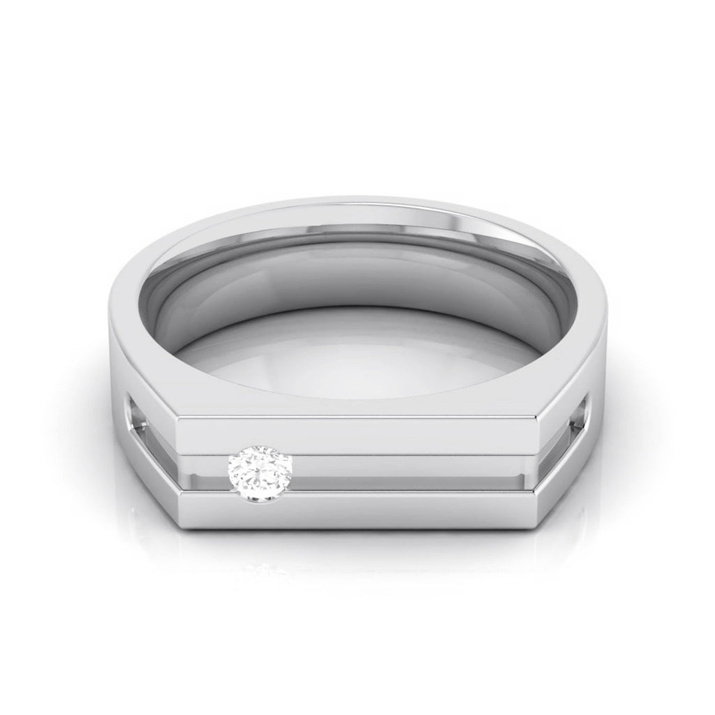 Jewelove™ Rings SI IJ / Women's Band Only Designer Single Diamond Platinum Ring for Women JL PT R-8005