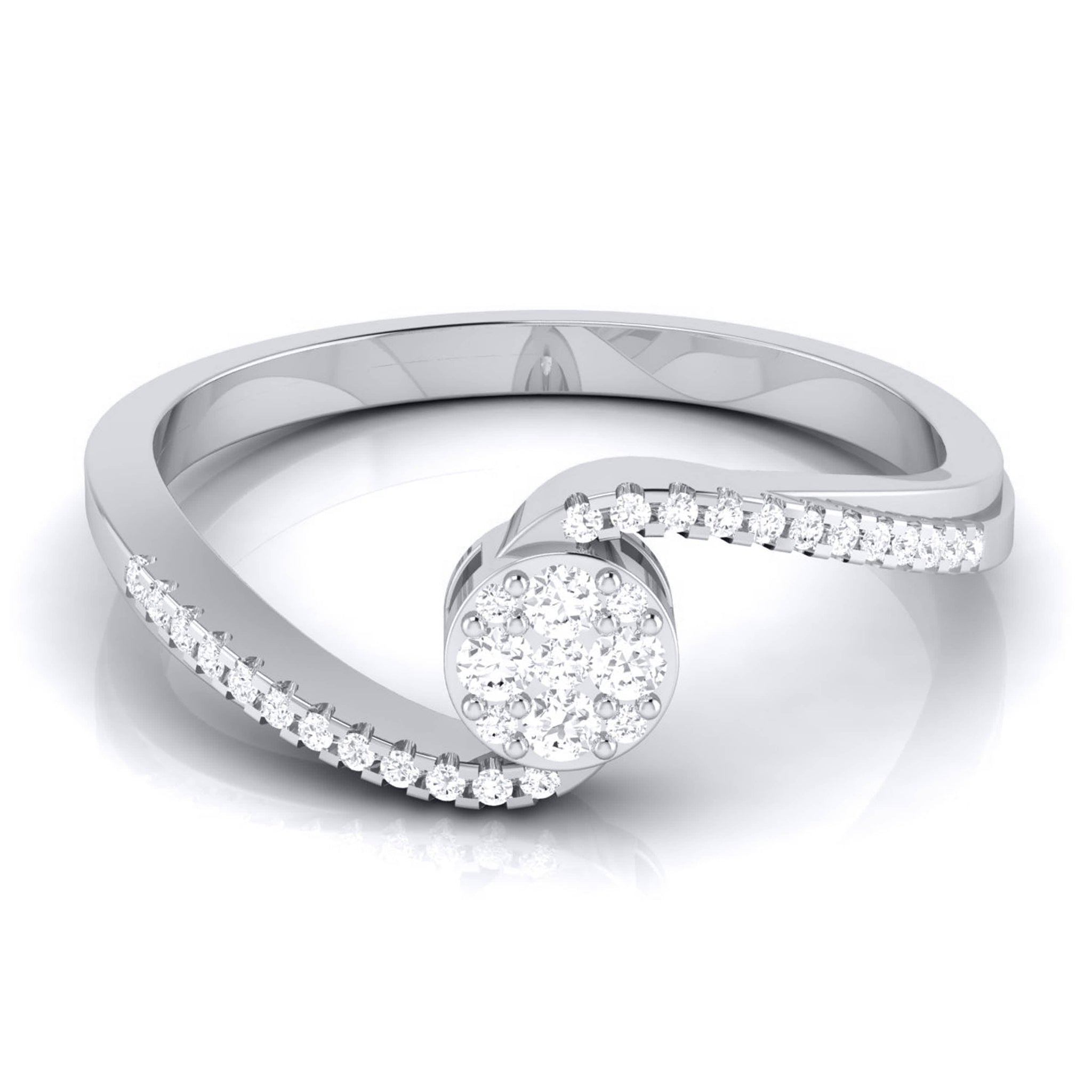 Designer Solitaire-Look Pressure Setting Platinum Ring for Women JL PT