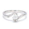 Front View of Designer 30 Pointer Diamond Shank Solitaire Platinum Engagement Ring JL PT 583