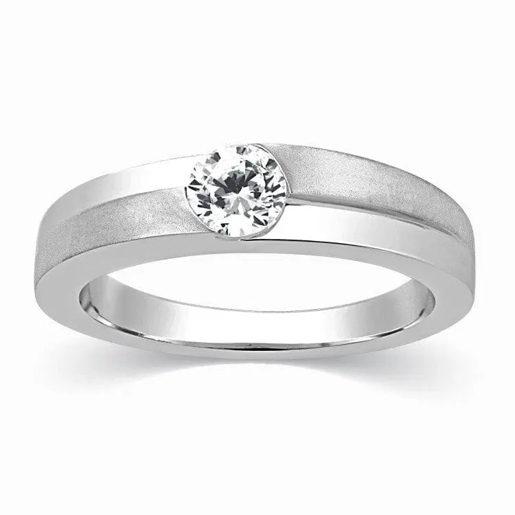 Designer Solitaire Platinum Engagement Ring for Men SJ PTO 315 in India