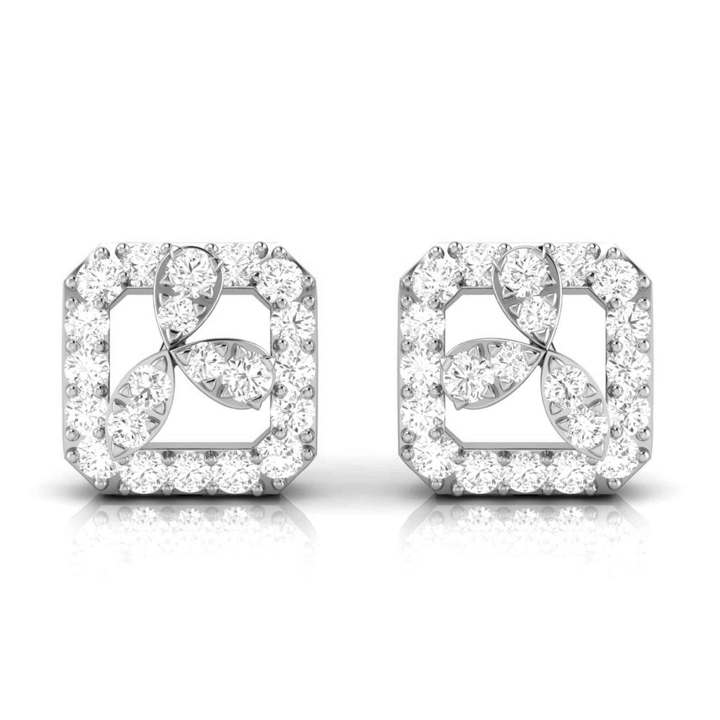 Jewelove™ Earrings SI IJ Designer Square Platinum Diamond  Earrings JL PT E OLS 2