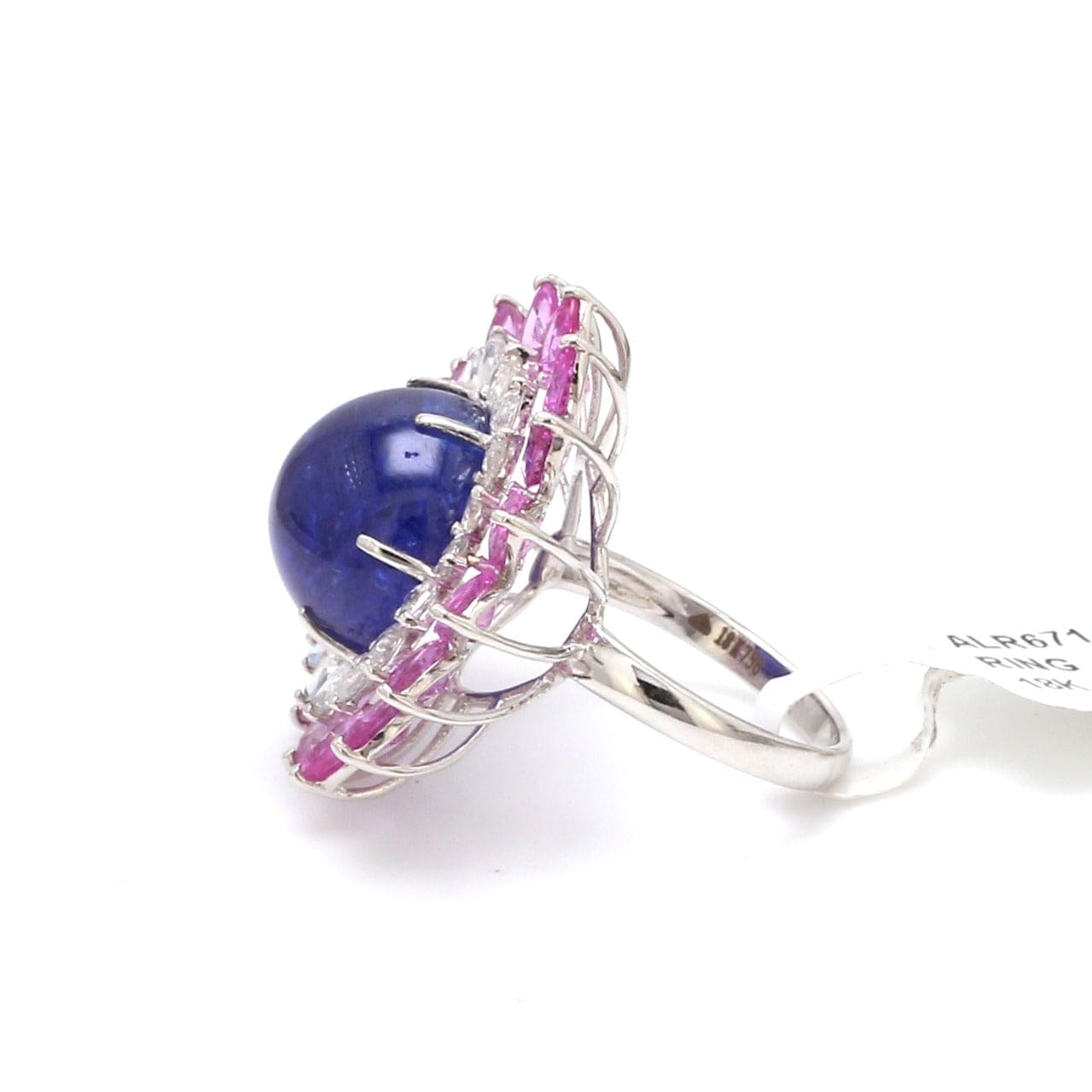 Jewelove™ Rings Women's Band only Designer Tanzanite Gold Ring with Pink Sapphire & Rose Cut Diamonds for Women JL AU ALR671