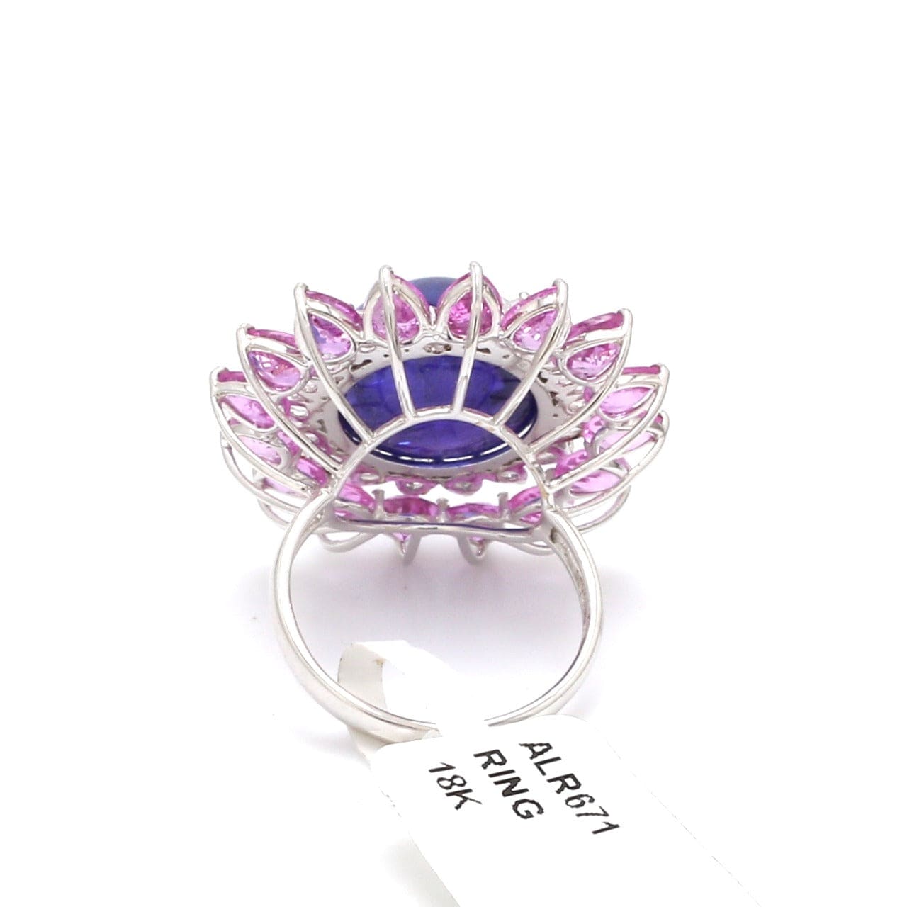 Jewelove™ Rings Women's Band only Designer Tanzanite Gold Ring with Pink Sapphire & Rose Cut Diamonds for Women JL AU ALR671