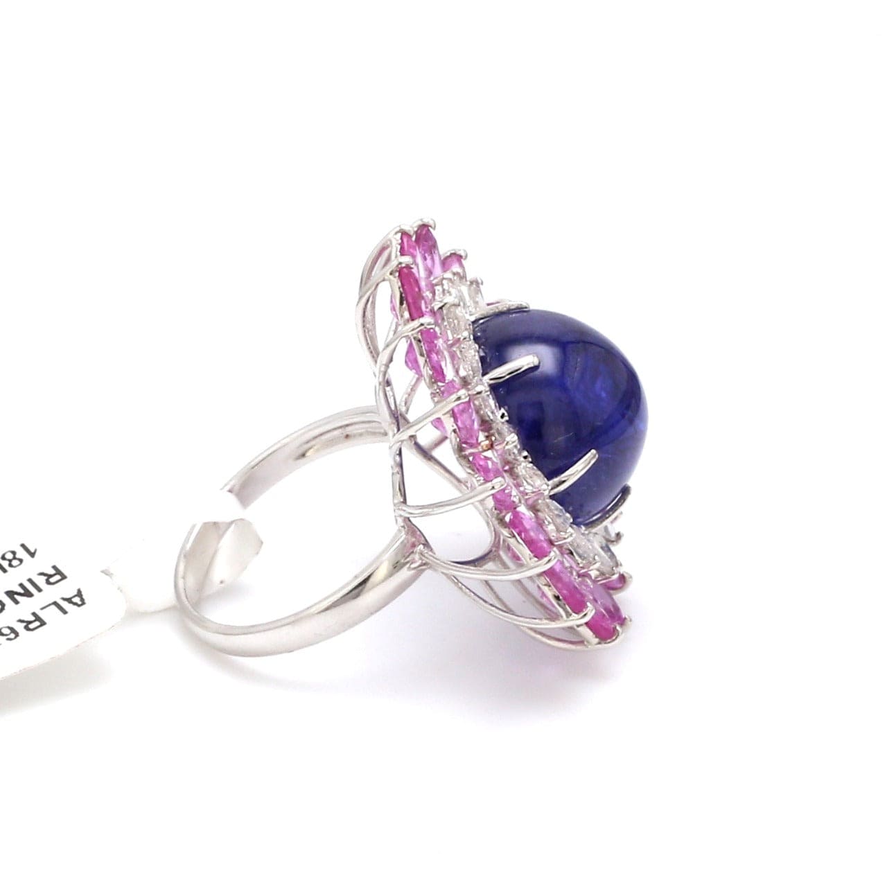 Jewelove™ Rings Women's Band only Designer Tanzanite Gold Ring with Pink Sapphire & Rose Cut Diamonds for Women JL AU ALR671