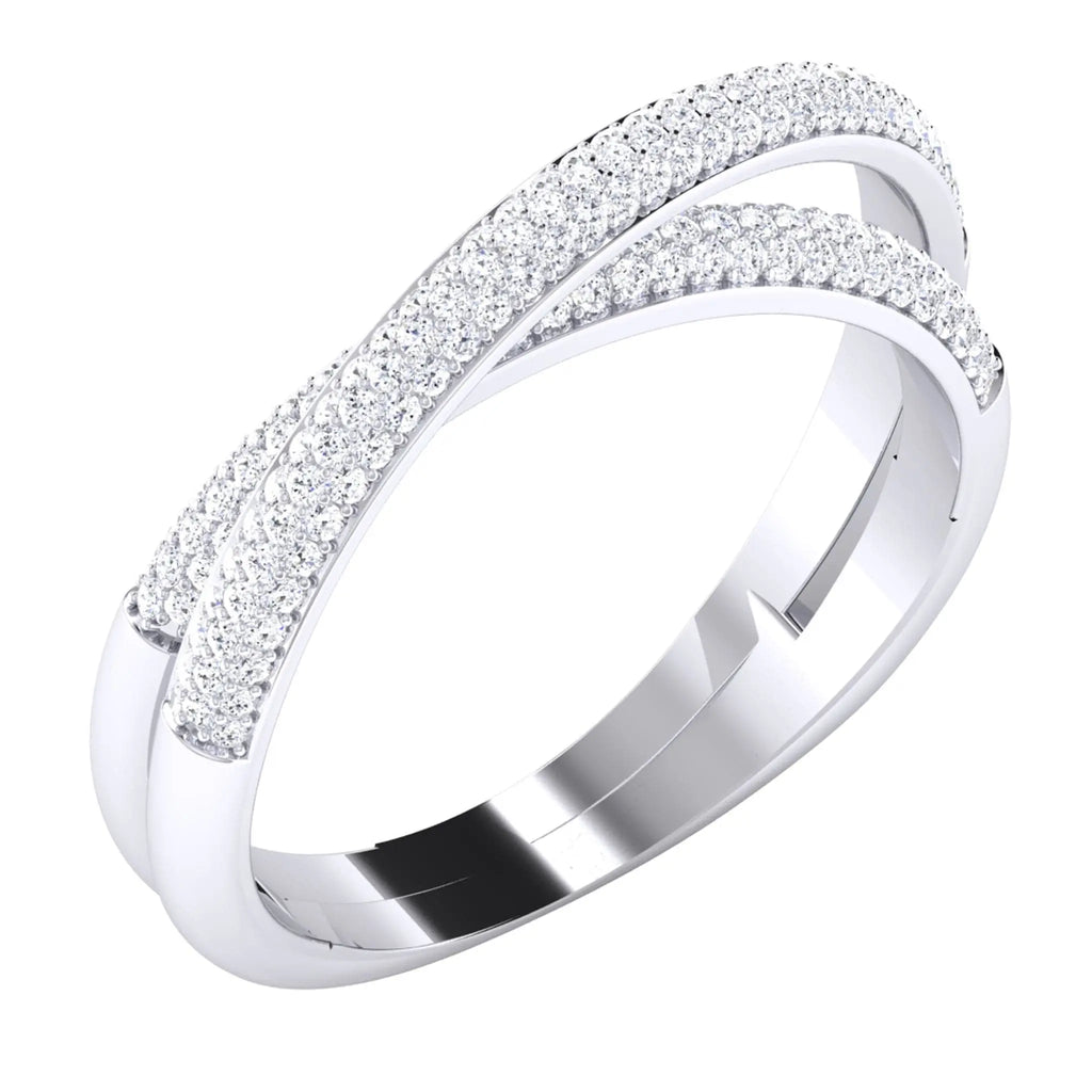 Jewelove™ Rings SI IJ / Women's Band only Designer Two Rings Conjoining Platinum Ring with Diamonds for Women JL PT 489
