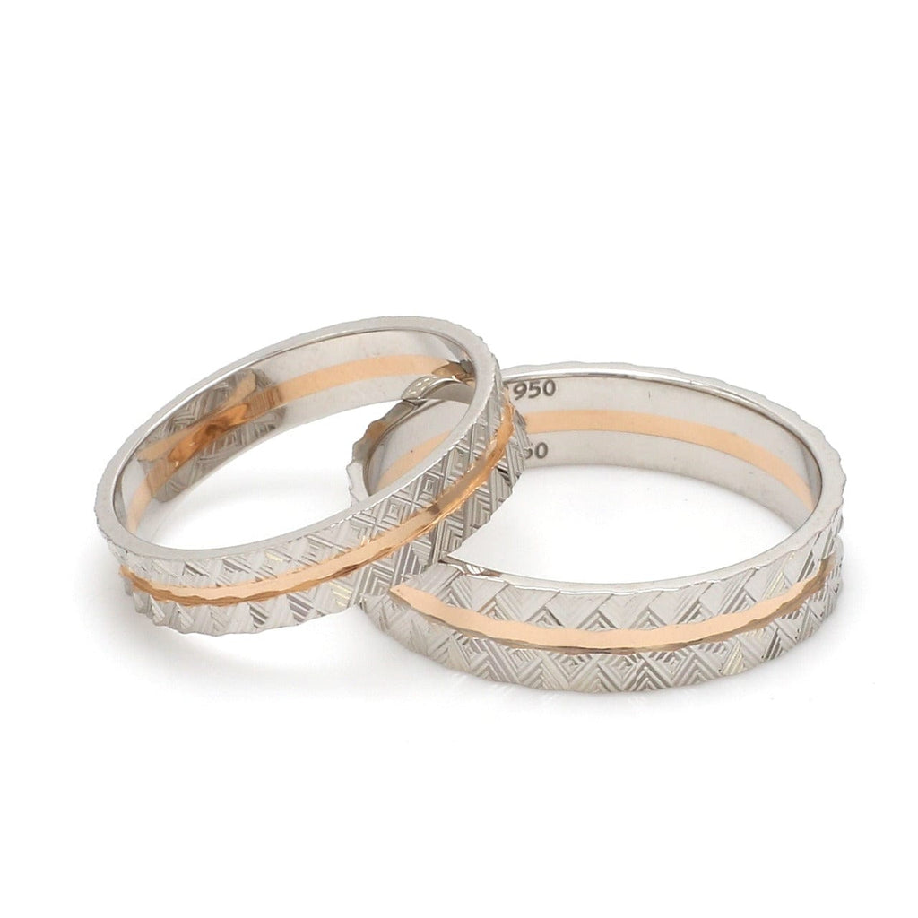 Jewelove™ Rings Both Designer Unisex Platinum & Rose Gold Couple Rings JL PT 1120