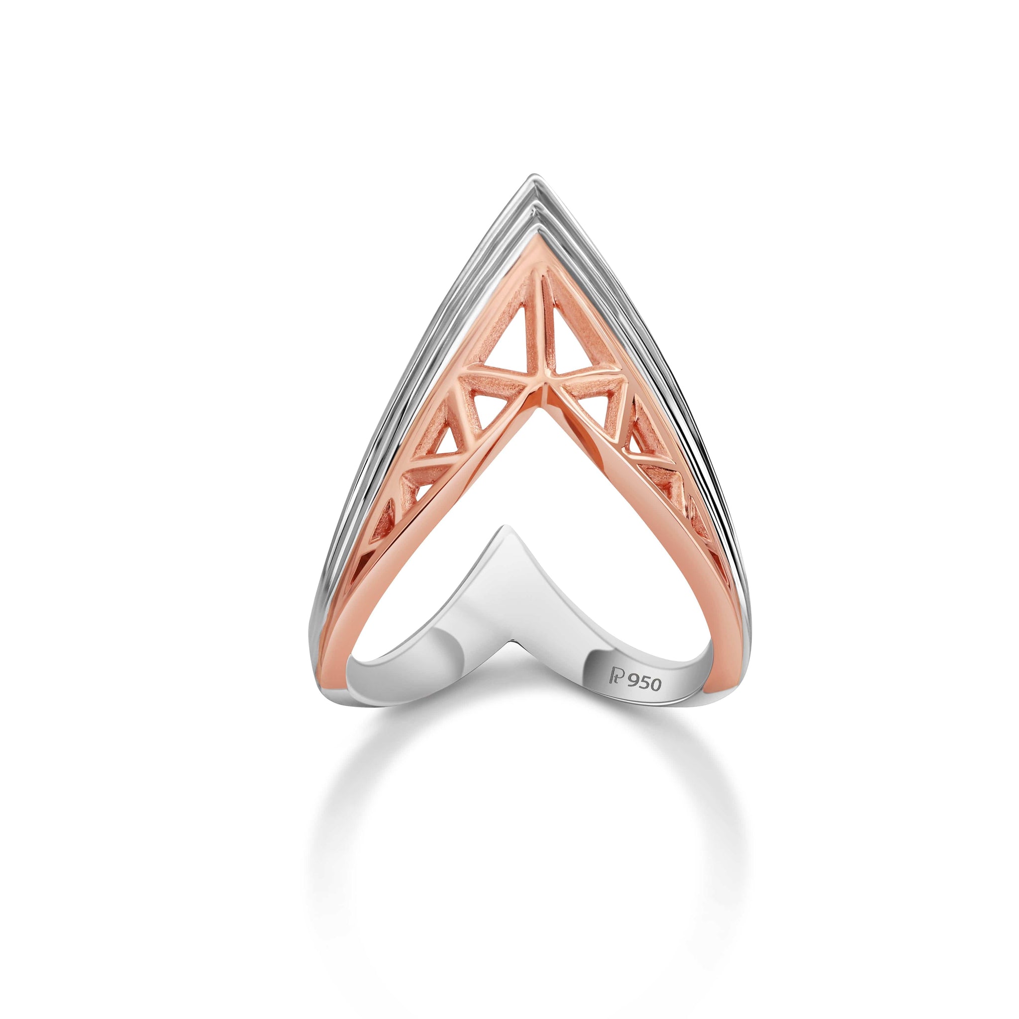 Jewelove™ Rings Women's Band only Designer V -shape Platinum & Rose Gold Cocktail Ring for Women JL PT 967