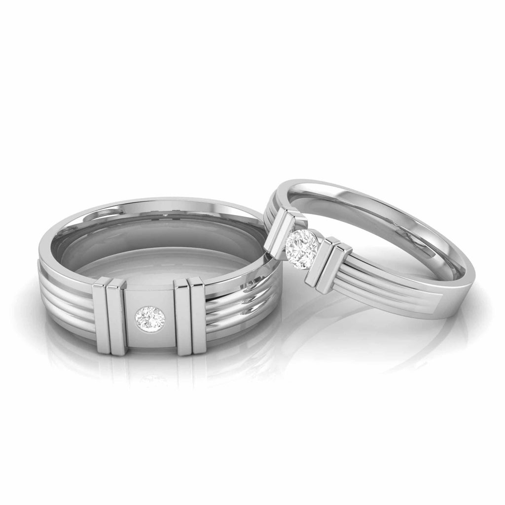 Jewelove™ Rings Both Desinger Platinum Single Diamond Couple Ring JL PT CB 111