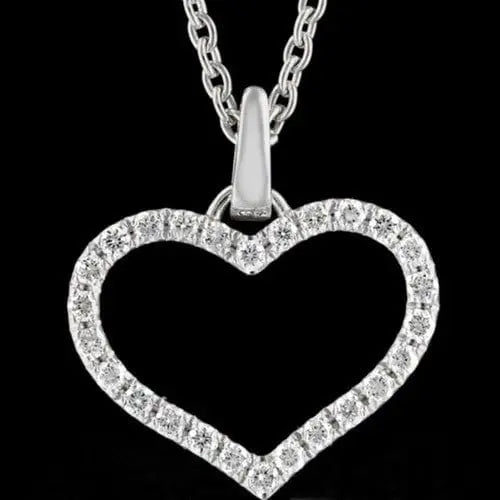 Large Heart 14k White Gold Pendant Necklace in White Diamond | Kendra Scott