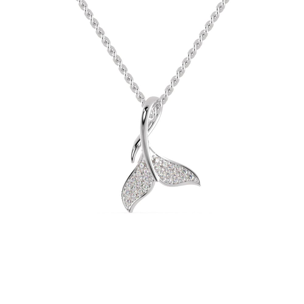 Jewelove™ Pendants SI IJ Dolphin’s Tail Platinum Diamonds Pendant for Women JL PT P 1276