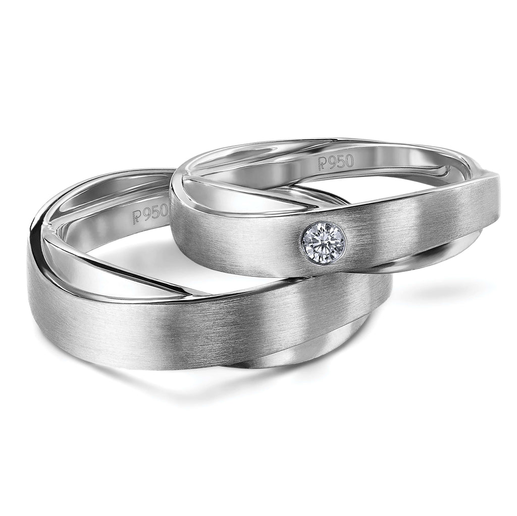 Jewelove™ Rings Both / SI IJ Earth & Moon Celestial Platinum Rings for Couple JL PT 596